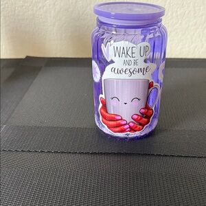 Purple Wake Up and Be Awesome tumbler